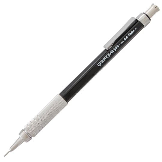 Pentel GraphGear™ 500 0.5mm Black Barrel Automatic Drafting Pencils with Lead & Small Block Eraser, 2ct.